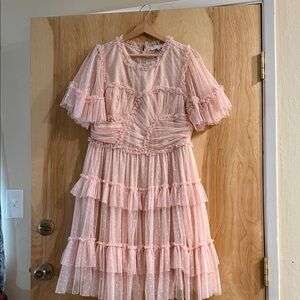 Whimsical pink dress.